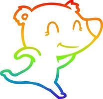 rainbow gradient line drawing friendly bear running cartoon vector