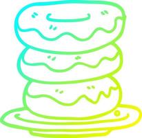 cold gradient line drawing cartoon plate of donuts vector