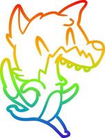 rainbow gradient line drawing laughing fox running away vector