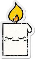 distressed sticker of a cute cartoon lit candle vector