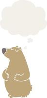 cartoon bear and thought bubble in retro style vector