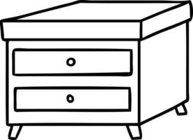 line drawing doodle of a bedside table vector