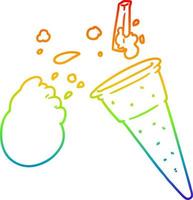 helado de dibujos animados de dibujo de línea de gradiente de arco iris vector