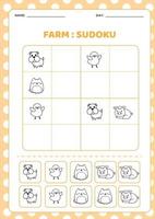 Farm animals sudoku vector