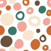 Geometrical background with uneven circles. Abstract round seamless pattern. Hand drawn colorful dots pattern. vector