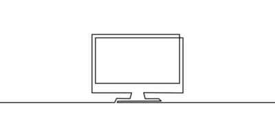 Continuous line drawing of computer on white background. vector