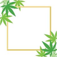 hoja de cannabis con fondo de marco dorado. vector