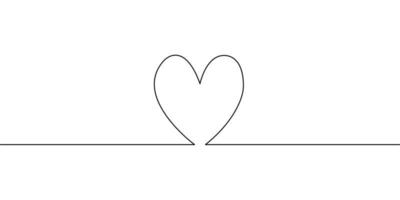 Continuous line drawing of heart on white background. vector