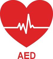 Aed icon with heart on white background. vector