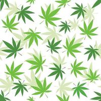 Cannabis leaf seamless pattern on white background. vector