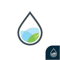 leaf in a water drop logo vector