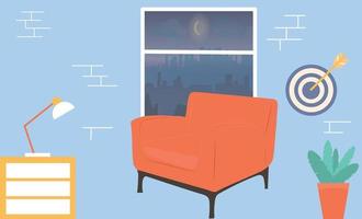 Armchair in the apartment near the window. Room design vector