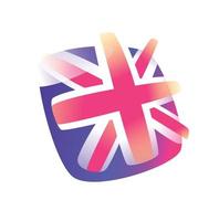 British flag icon. Flag of the Great Britain. Vector icon. Image is isolated on white background. Form style. Icon for website and print. Talisman, a brand for the company. Symbol, emblem.