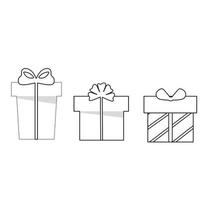 Black and white line Christmas gifts. Vector illustration.