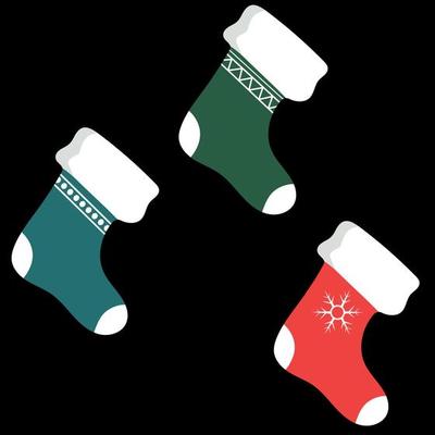 Celebration of New Year and Christmas. Multi-colored socks on a black