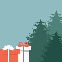 postal año nuevo y navidad. árboles, decoraciones. ilustración vectorial vector