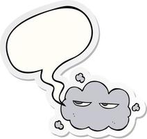 cute cartoon cloud and speech bubble sticker vector