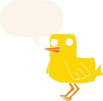 cartoon duck and speech bubble in retro style vector