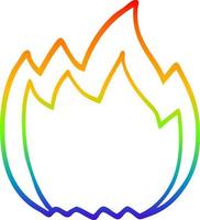 rainbow gradient line drawing cartoon open flame vector