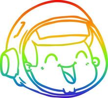 rainbow gradient line drawing cartoon happy astronaut face vector