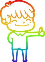 rainbow gradient line drawing cartoon happy boy vector