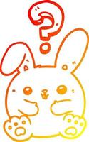warm gradient line drawing cartoon rabbit with question mark vector