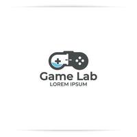 vector de diseño de logotipo de laboratorio de juegos, gamepad, ciencia