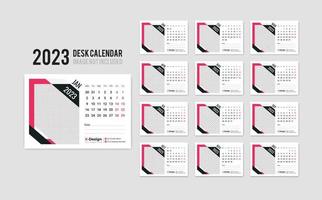 Plantilla de calendario de escritorio simple de año nuevo 2023, calendario de escritorio diario vector