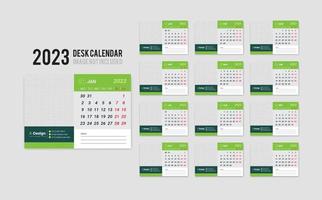 Plantilla de calendario de escritorio 2023, diseño de diseño de calendario de escritorio mensual vector