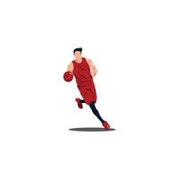 man smooth dribbling the ball on basket ball game - illustrations of basket ball player smooth dribbling the ball cartoon isolated on white vector