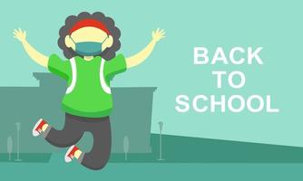 back to face to face learning student front school flat design character vector