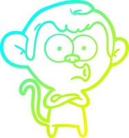 cold gradient line drawing cartoon hooting monkey vector