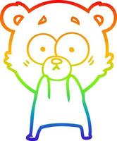 rainbow gradient line drawing anxious bear cartoon vector