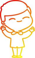 warm gradient line drawing cartoon smiling boy vector