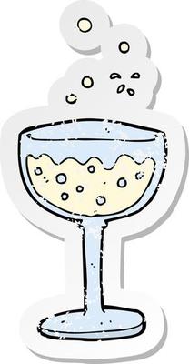 retro distressed sticker of a cartoon sparkling wine