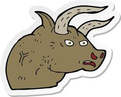 sticker of a cartoon angry bull head vector