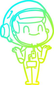 frío gradiente línea dibujo feliz dibujos animados astronauta hombre vector