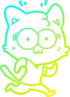 cold gradient line drawing cartoon surprised cat running vector