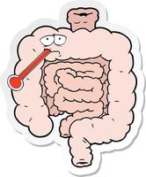 sticker of a cartoon unhealthy intestines vector