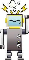 robot llorando de dibujos animados sombreado degradado vector