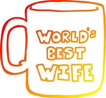 warm gradient line drawing worlds best wife mug vector