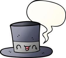 cartoon top hat and speech bubble in smooth gradient style vector