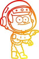 warm gradient line drawing happy astronaut cartoon vector