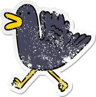 distressed sticker of a cartoon duck running vector