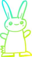 cold gradient line drawing cute cartoon rabbit vector
