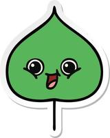 sticker of a cute cartoon expressional leaf vector