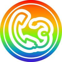 telephone handset circular in rainbow spectrum vector