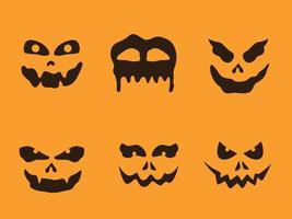 Scary spooky faces of Halloween jack pumpkin vector