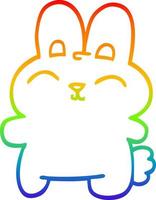 rainbow gradient line drawing happy cartoon rabbit vector