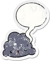 cartoon cloud and speech bubble distressed sticker vector